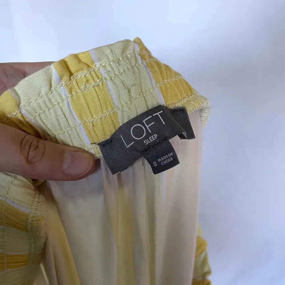 LOFT sleep‎ notch collar capri pajama pants white yellow soft women's S modal